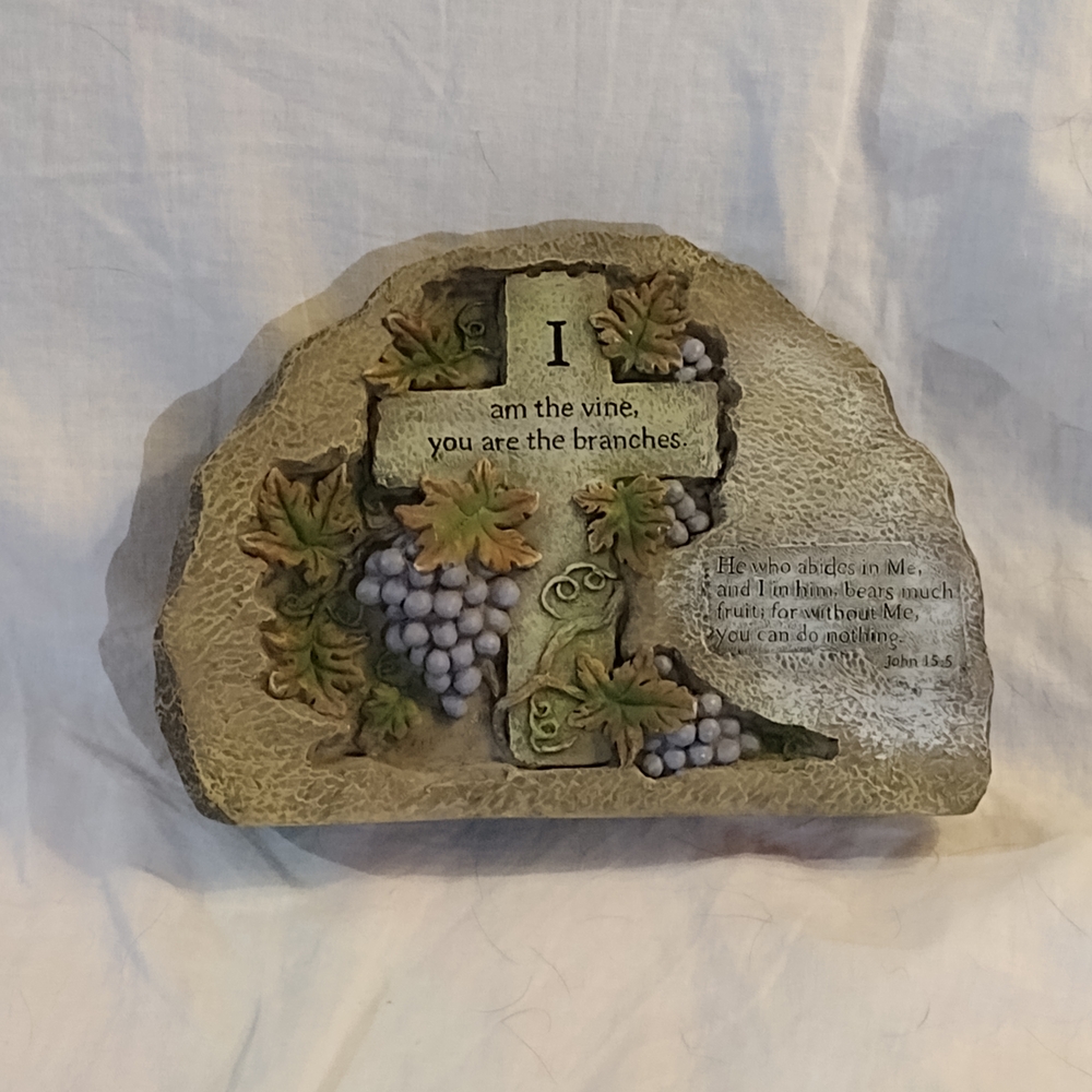 Decorative Stone with Grapes and Inspirational Quote